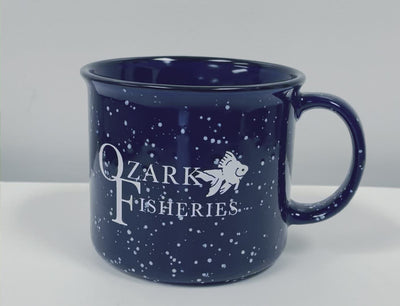 ozark fisheries navy blue ceramic mug