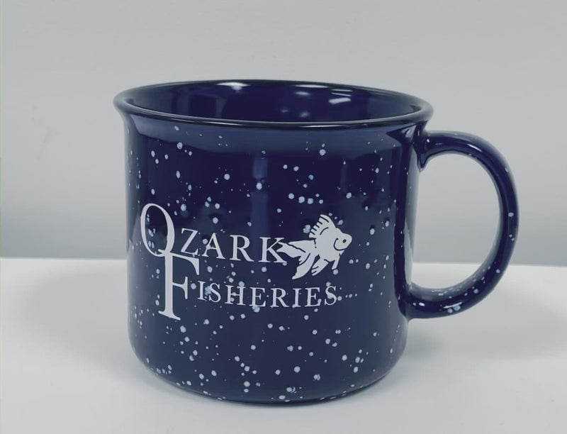 ozark fisheries navy blue ceramic mug